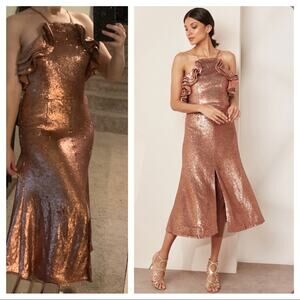 C/Meo Collective metallic sequin midi dress